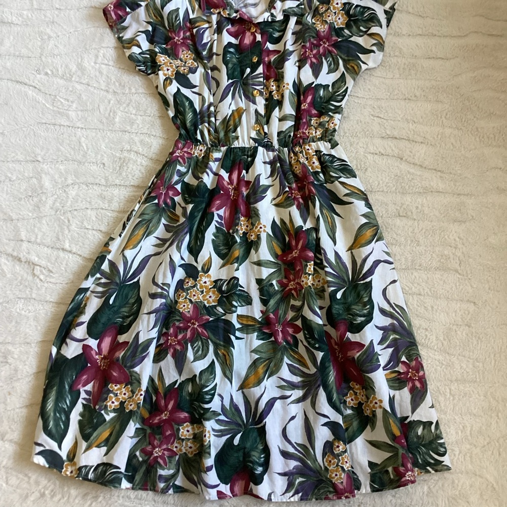 Vintage Tapestry Tropical Floral Dress – Size 14 – Made in USA - Picture 3 of 8